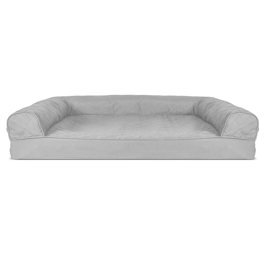Pet Products Quilted Full Support Orthopedic Sofa Pet Bed for Dogs & Cats - Silver Gray, Large
