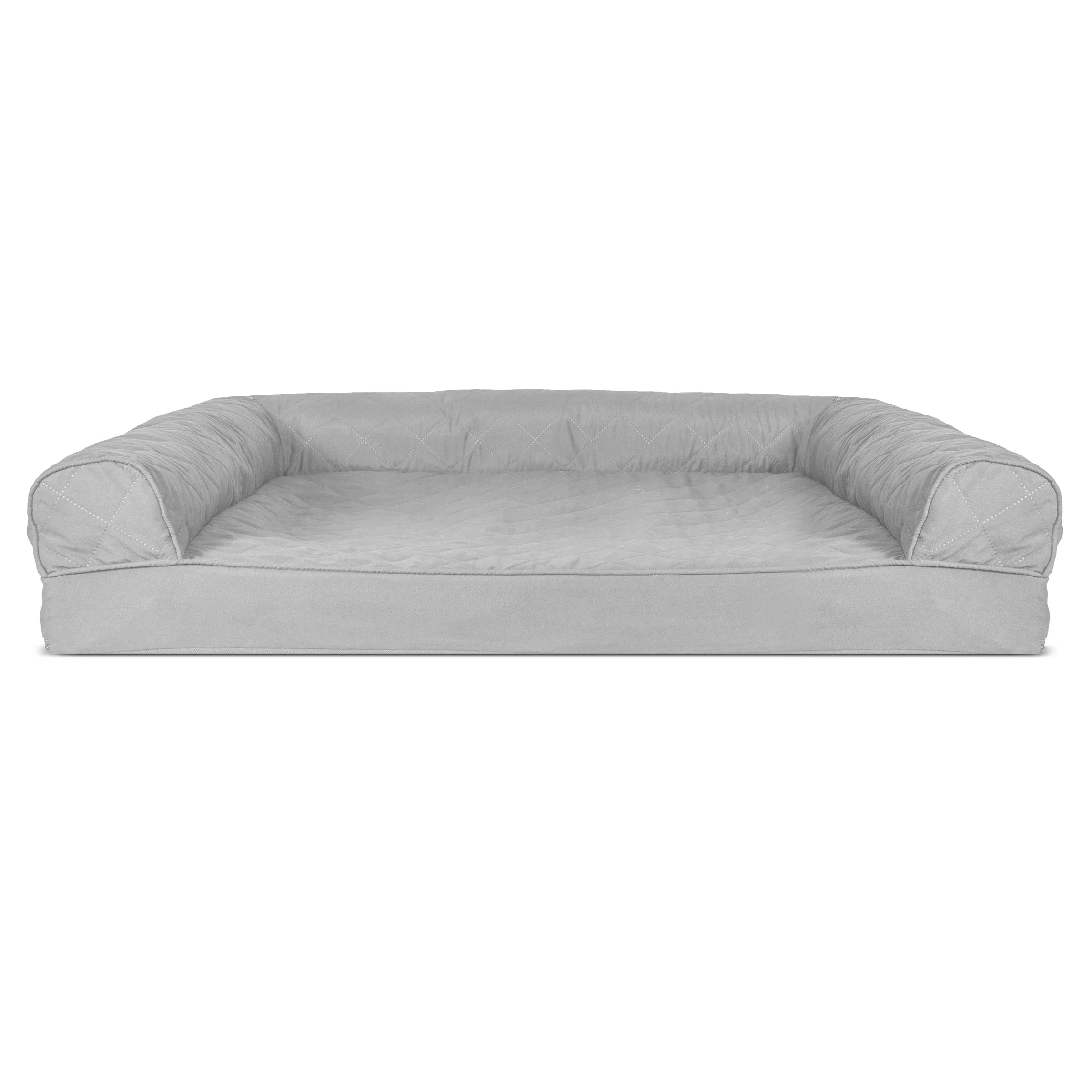 Pet Products Quilted Full Support Orthopedic Sofa Pet Bed for Dogs & Cats - Silver Gray, Large