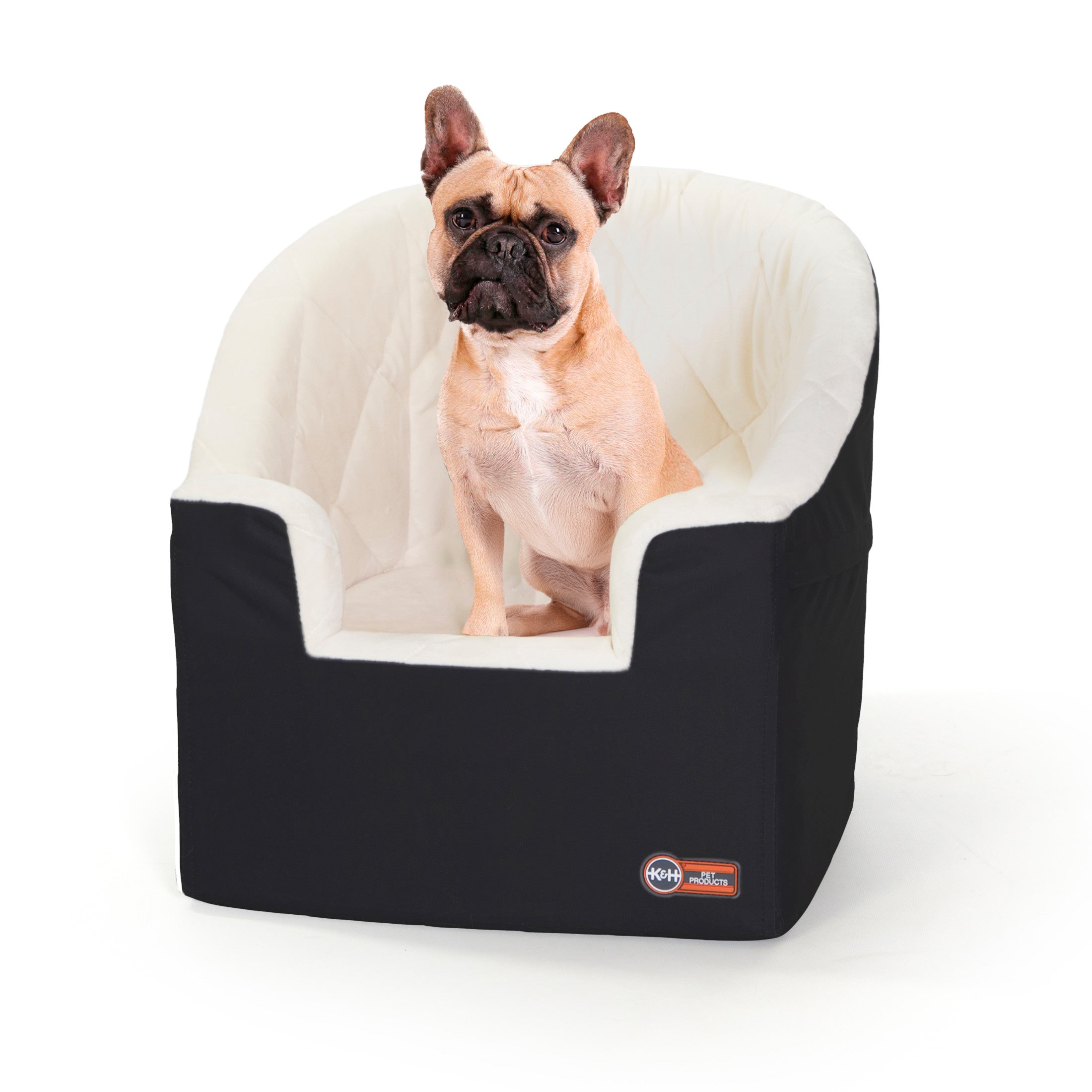 Bucket Booster Dog Car Seat Knockdown Black/Cream Small