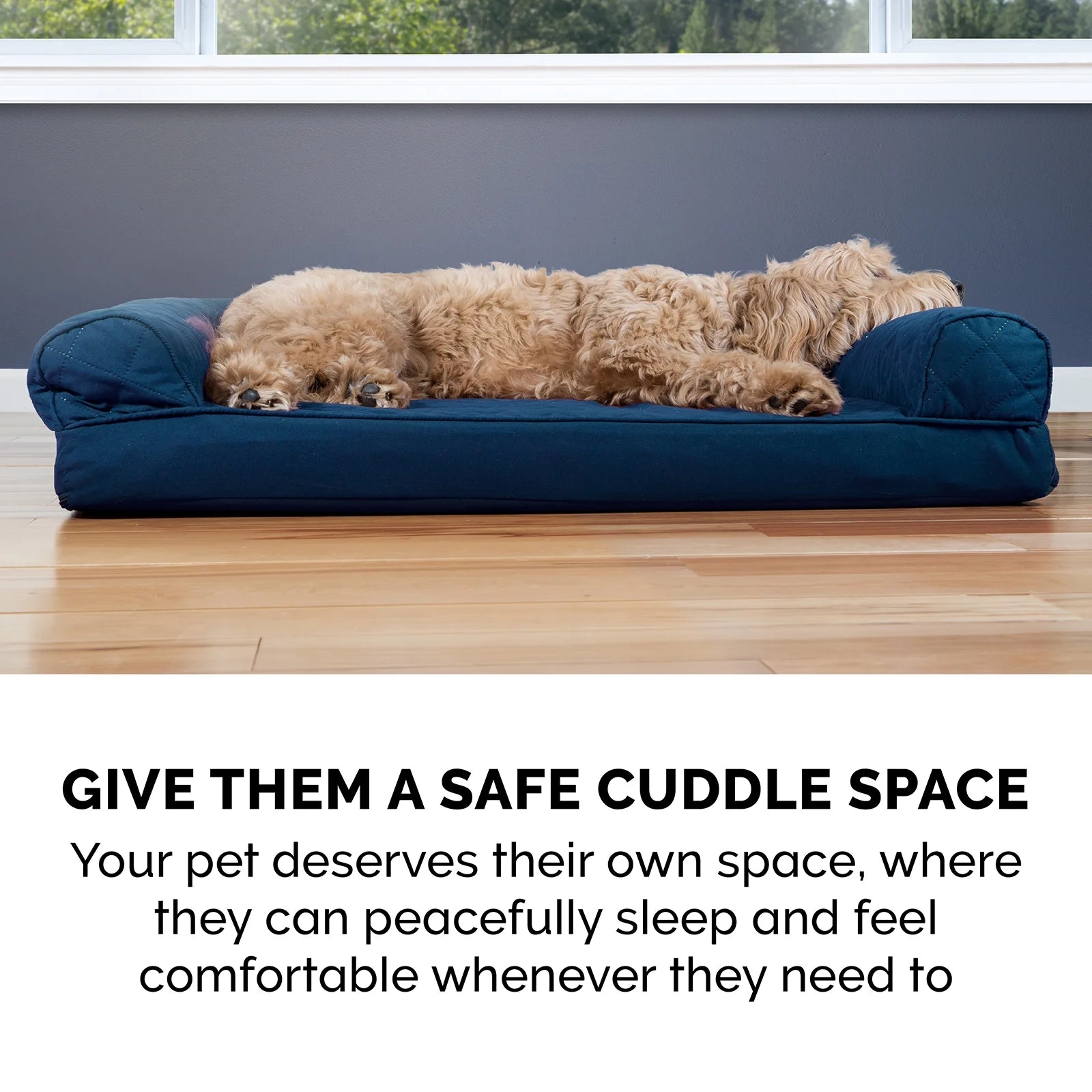 Pet Products Quilted Pillow Sofa Pet Bed for Dogs & Cats - Navy, Medium