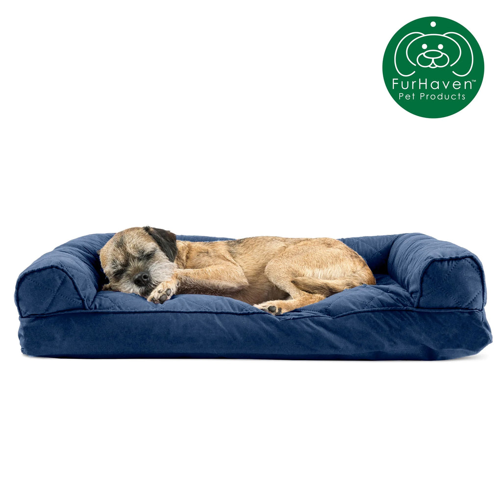 Pet Products Quilted Pillow Sofa Pet Bed for Dogs & Cats - Navy, Medium