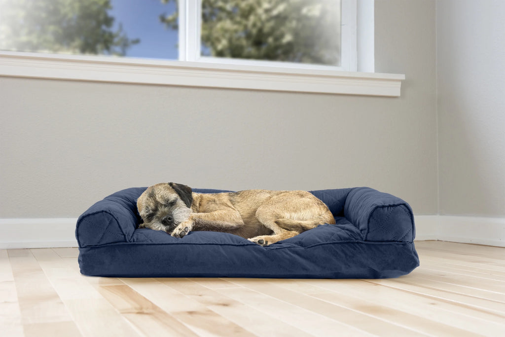 Pet Products Quilted Pillow Sofa Pet Bed for Dogs & Cats - Navy, Medium