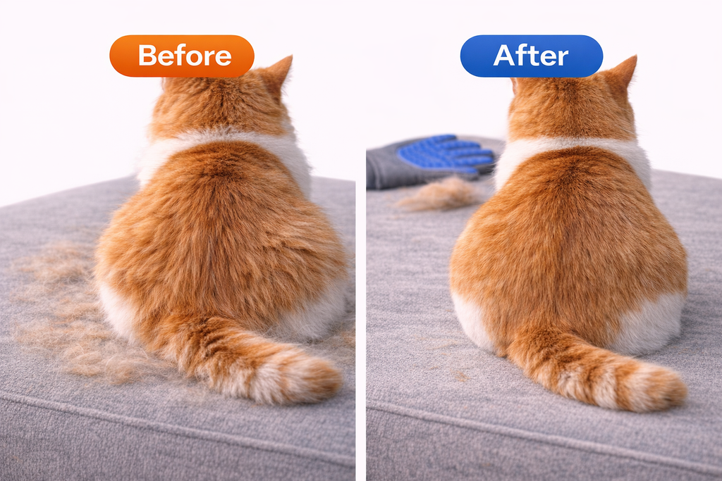 Pet Grooming Glove for Shedding Control and Furniture Hair Removal