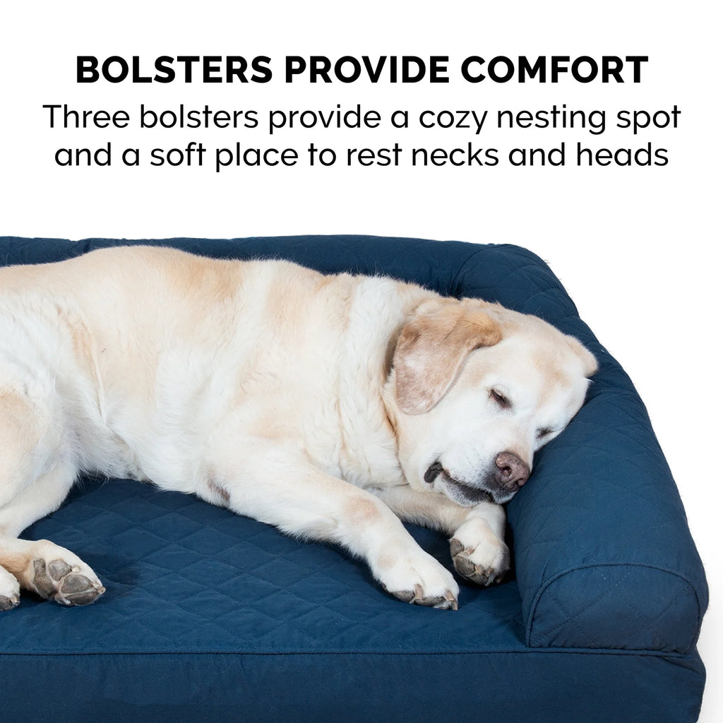 Pet Products Quilted Pillow Sofa Pet Bed for Dogs & Cats - Navy, Medium