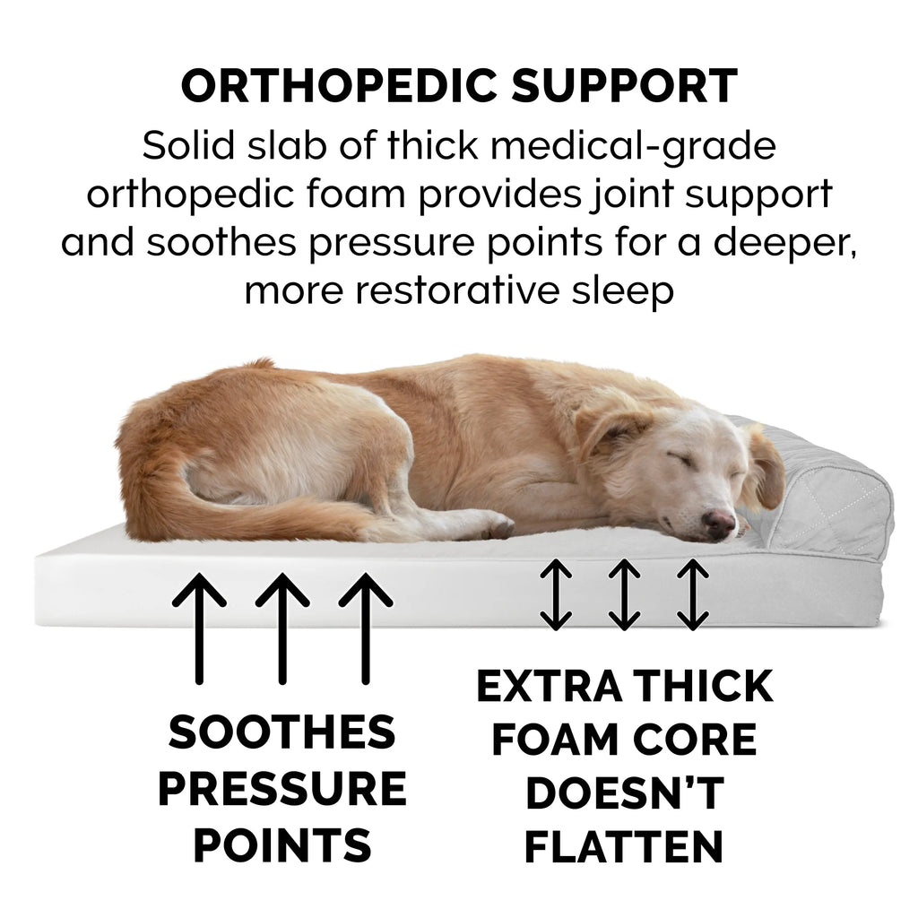 Pet Products Quilted Full Support Orthopedic Sofa Pet Bed for Dogs & Cats - Silver Gray, Large