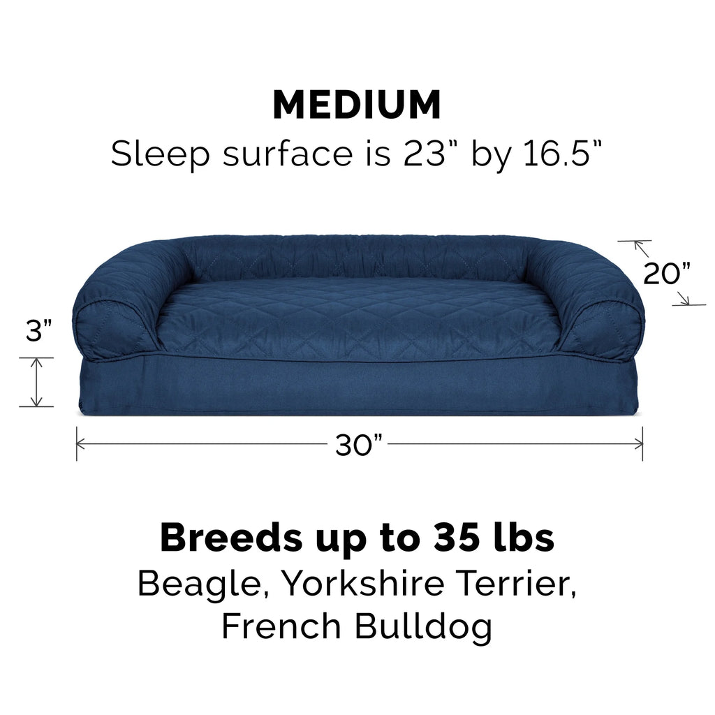 Pet Products Quilted Pillow Sofa Pet Bed for Dogs & Cats - Navy, Medium