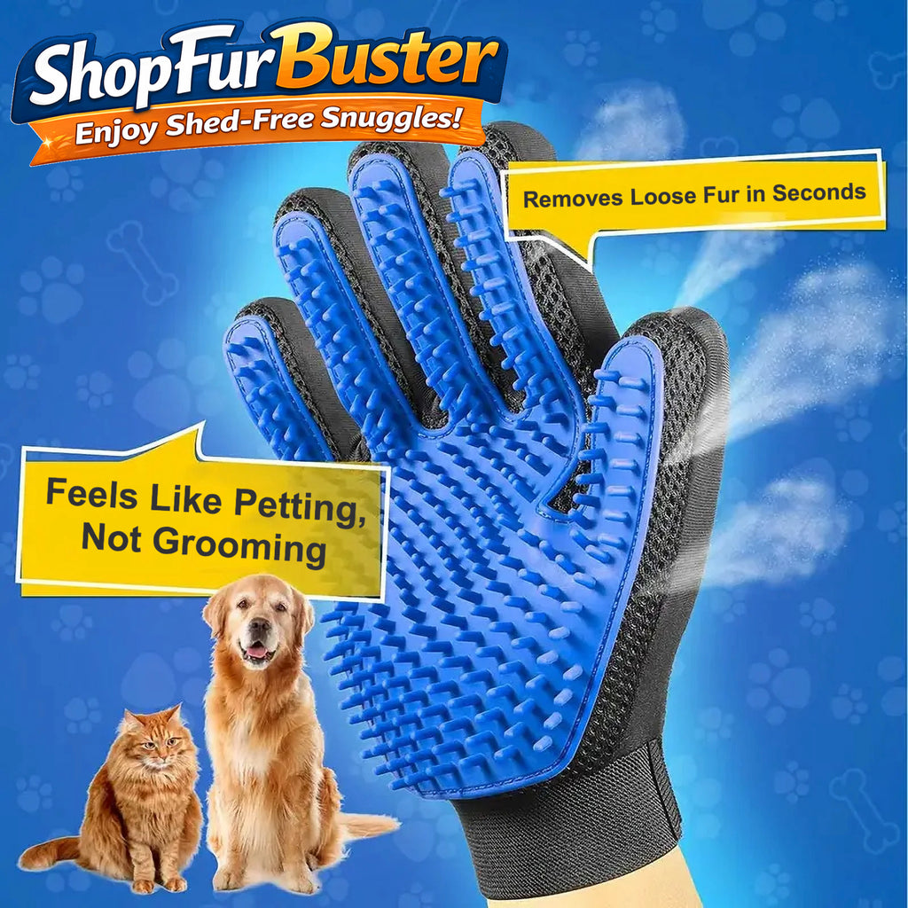 Pet Grooming Glove for Shedding Control and Furniture Hair Removal